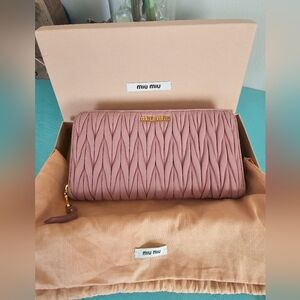 Miu Miu By Prada Women's Large Matelassé Nappa Leather Wallet